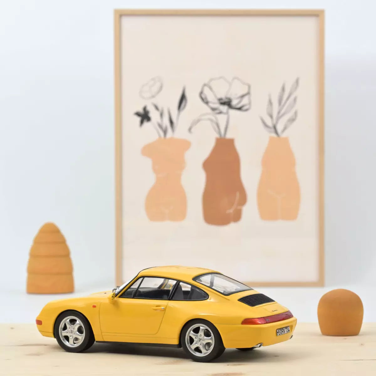 Voiture miniature collection 1/18 Porsche 911 Carrera 1994 Jaune Norev 187596