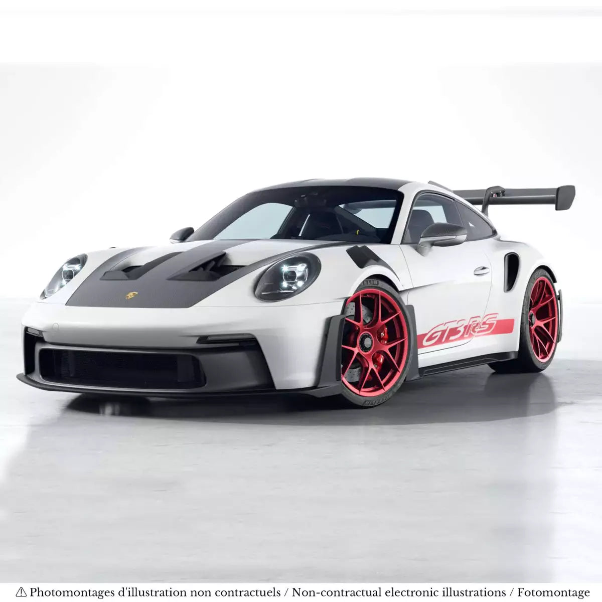 Voiture miniature collection 1/18 Porsche 911 GT3 RS Pack Weissach 2022 Blanc/Rouge Pyro Norev 187373