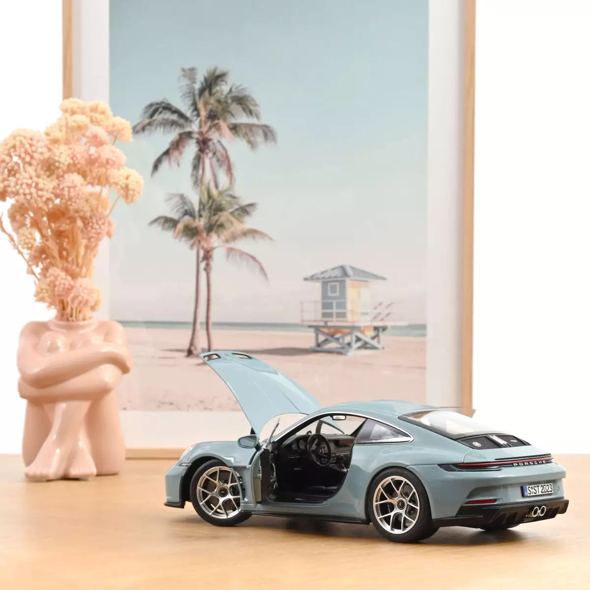 Voiture miniature collection 1/18 Porsche 911 S/T 2023 Bleu Meissen Norev 187470