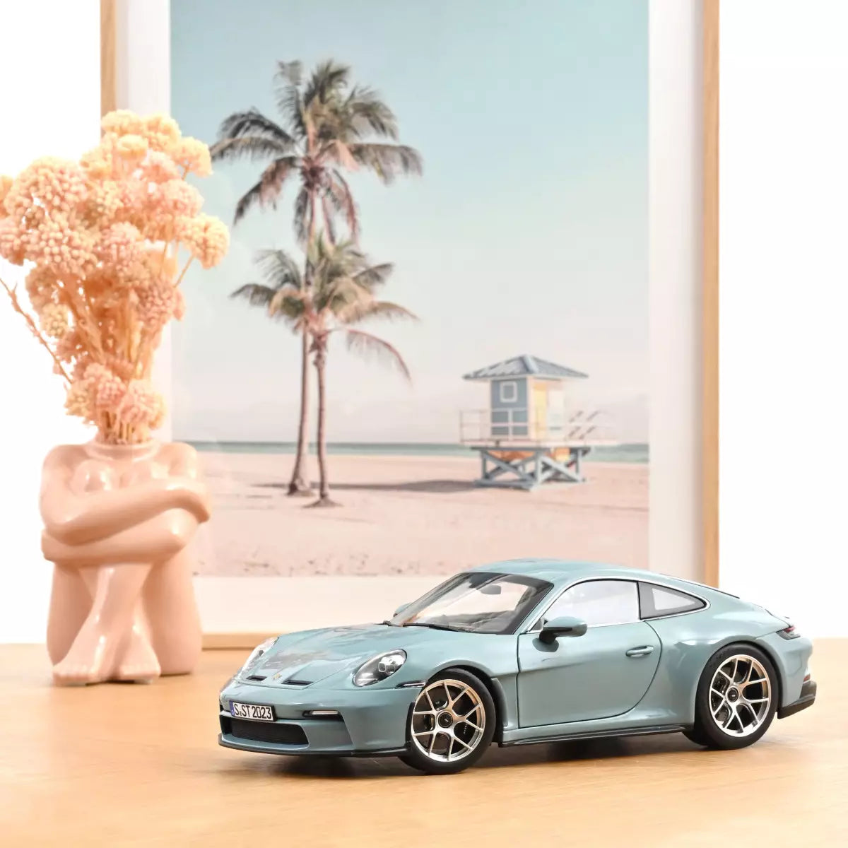 Voiture miniature collection 1/18 Porsche 911 S/T 2023 Bleu Meissen Norev 187470