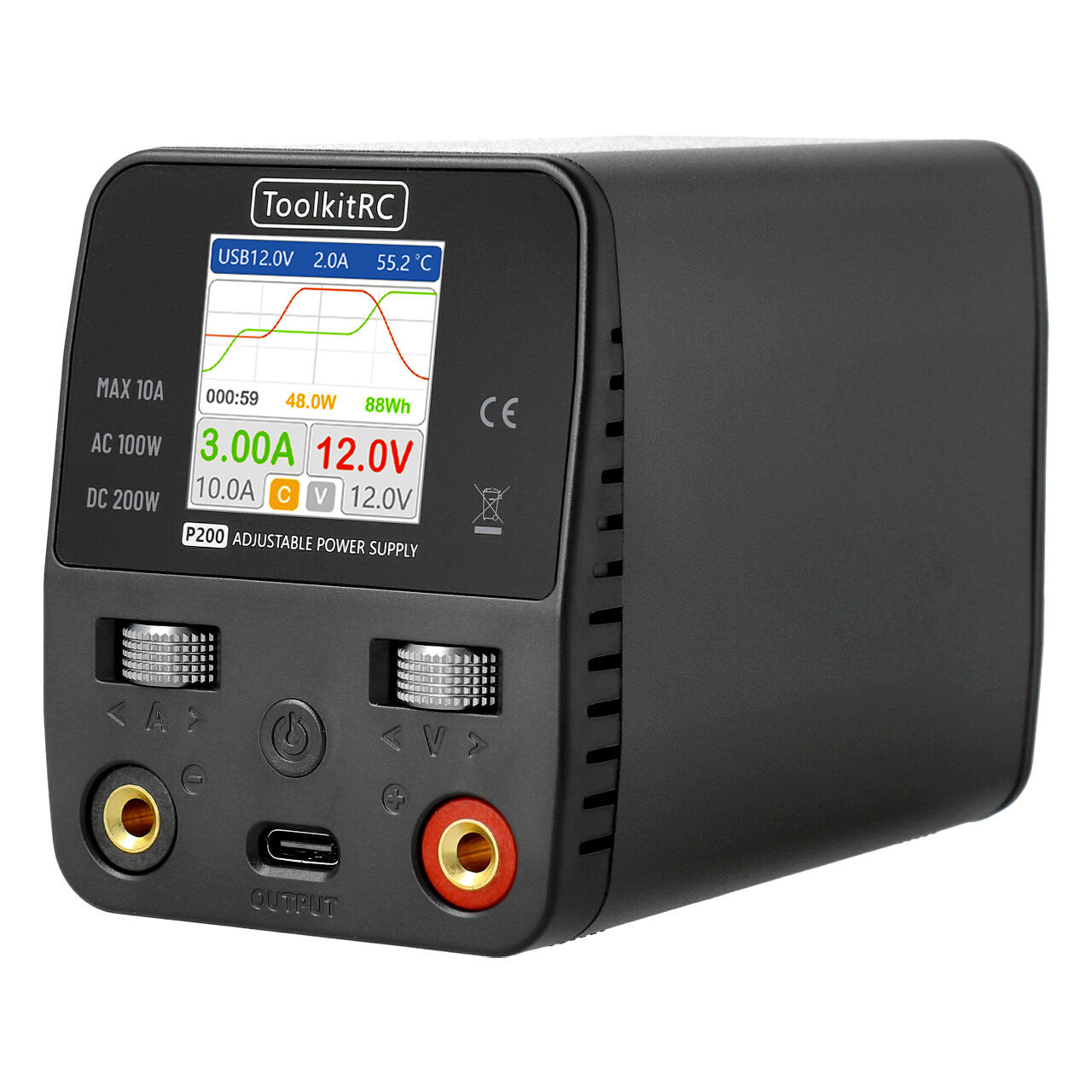 Alimentation ToolkitRC P200 V2 30V 10A 100/200W entrée AC et DC - TK23100 - Breizh Modélisme.