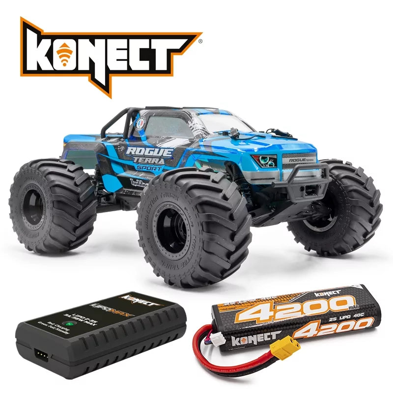 Combo Hobbytech Rogue Terra Sport bleu Monster Brushless 4x4 RTR 1/10