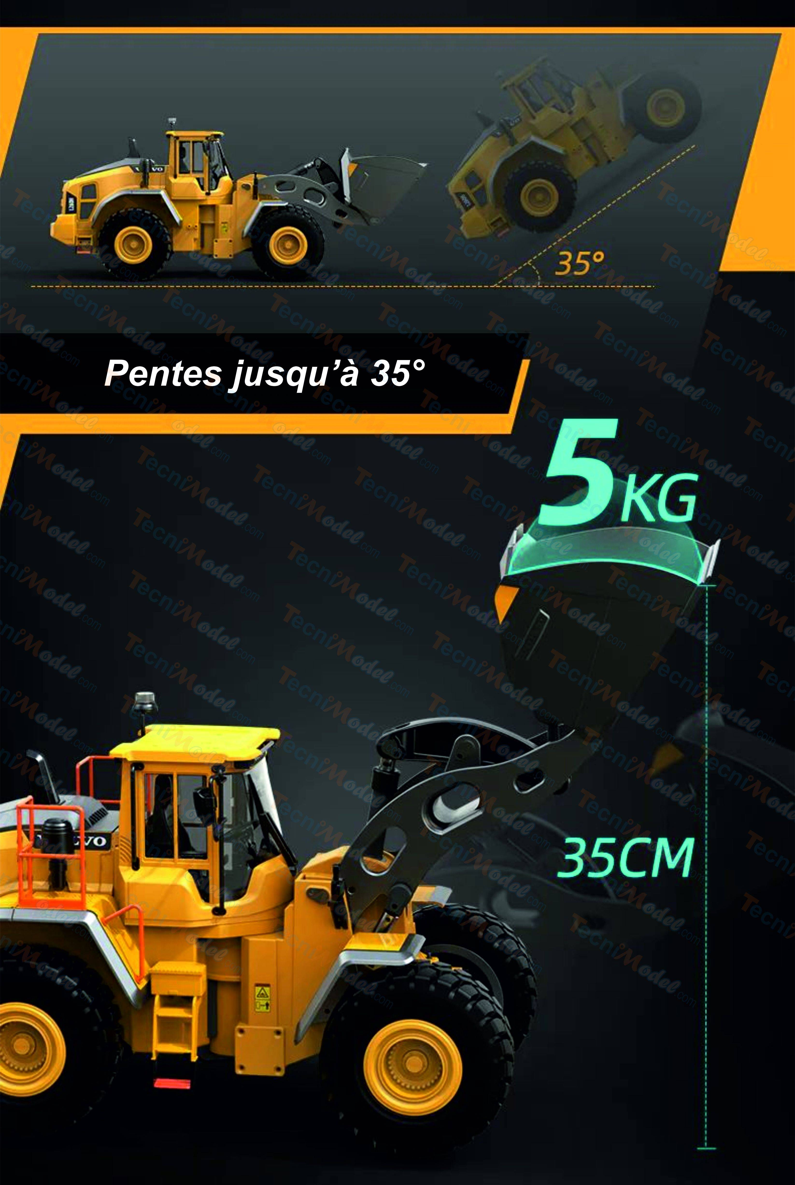 Chargeuse en métal 1/16 V2 RC Volvo L260H 4WD - E592-003 - Breizh Modélisme.
