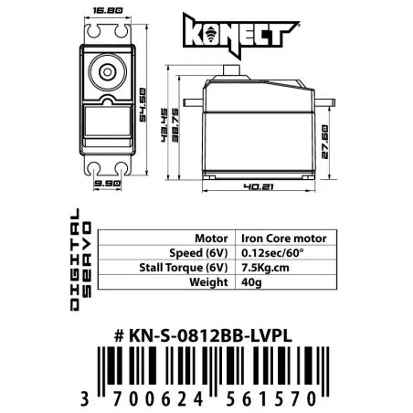 Servo Konect standard 7,5kg  pour Voitures RC 1/10