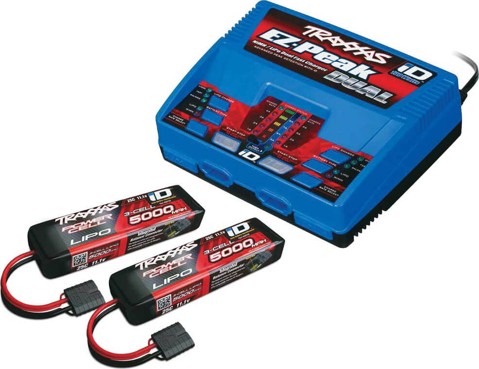 Combo Chargeur Traxxas 2990 avec 2 Batteries Lipo 3S 11.1V 5000mAh - Breizh Modélisme