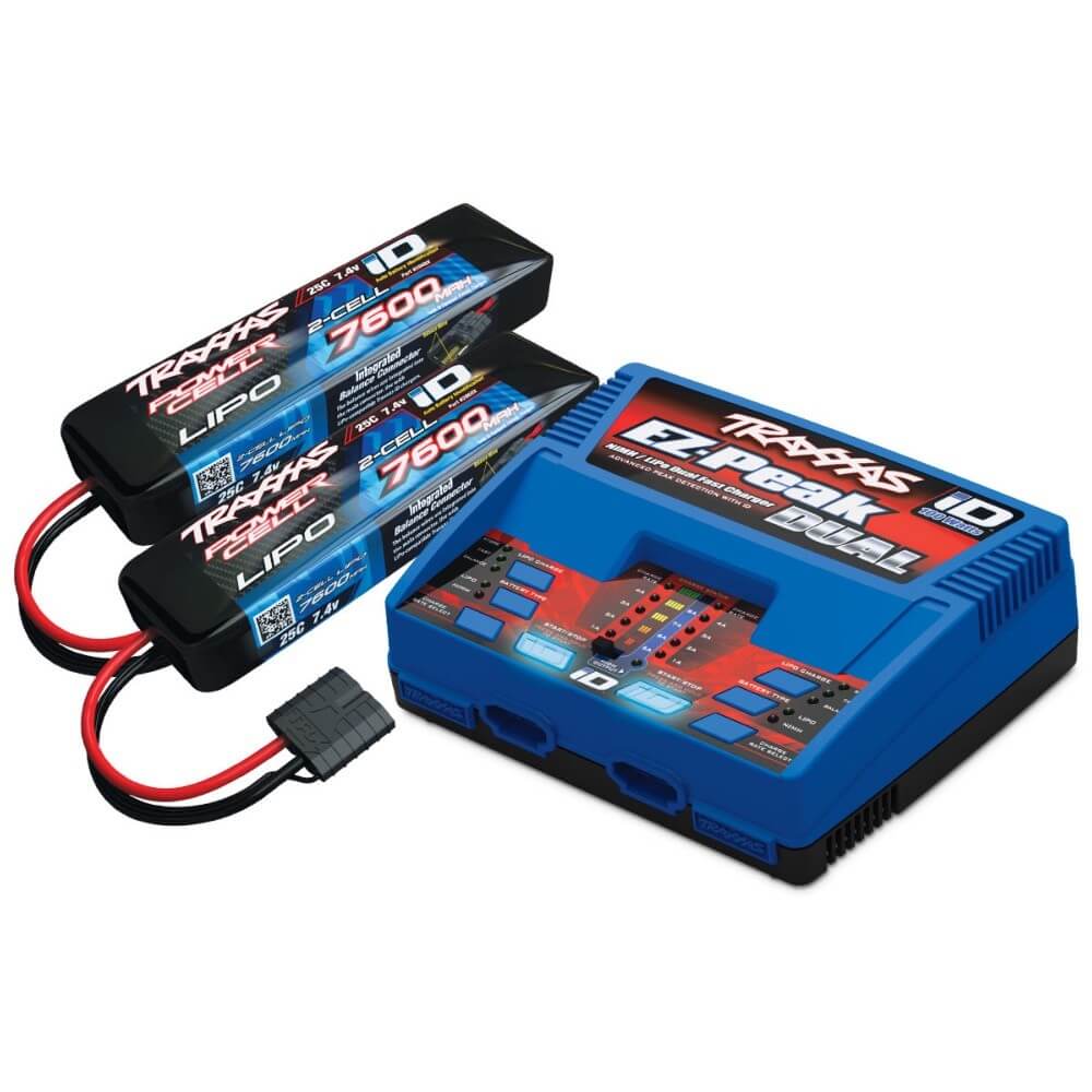 Combo Chargeur Traxxas 2991 DUO avec 2 Batteries Lipo 2S 7.4V 7600mAh - Breizh Modélisme