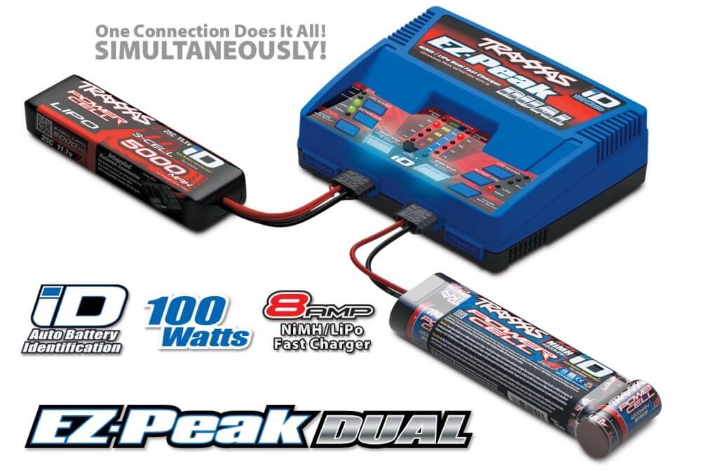 Combo Chargeur Traxxas 2991 DUO avec 2 Batteries Lipo 2S 7.4V 7600mAh - Breizh Modélisme