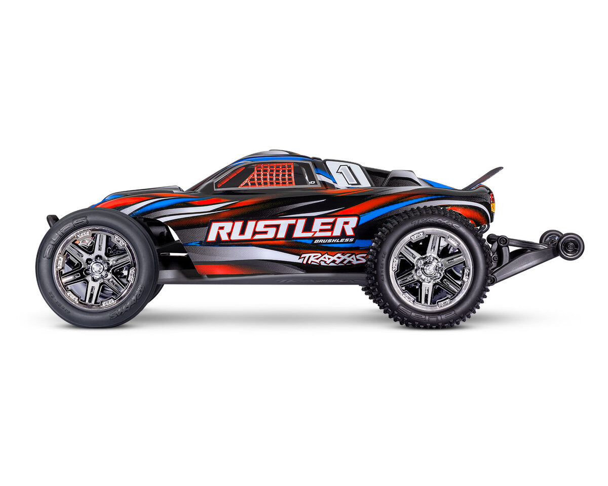 Traxxas Rustler 4x2 BL-2s clipless 37354-4 rouge - Breizh Modélisme.