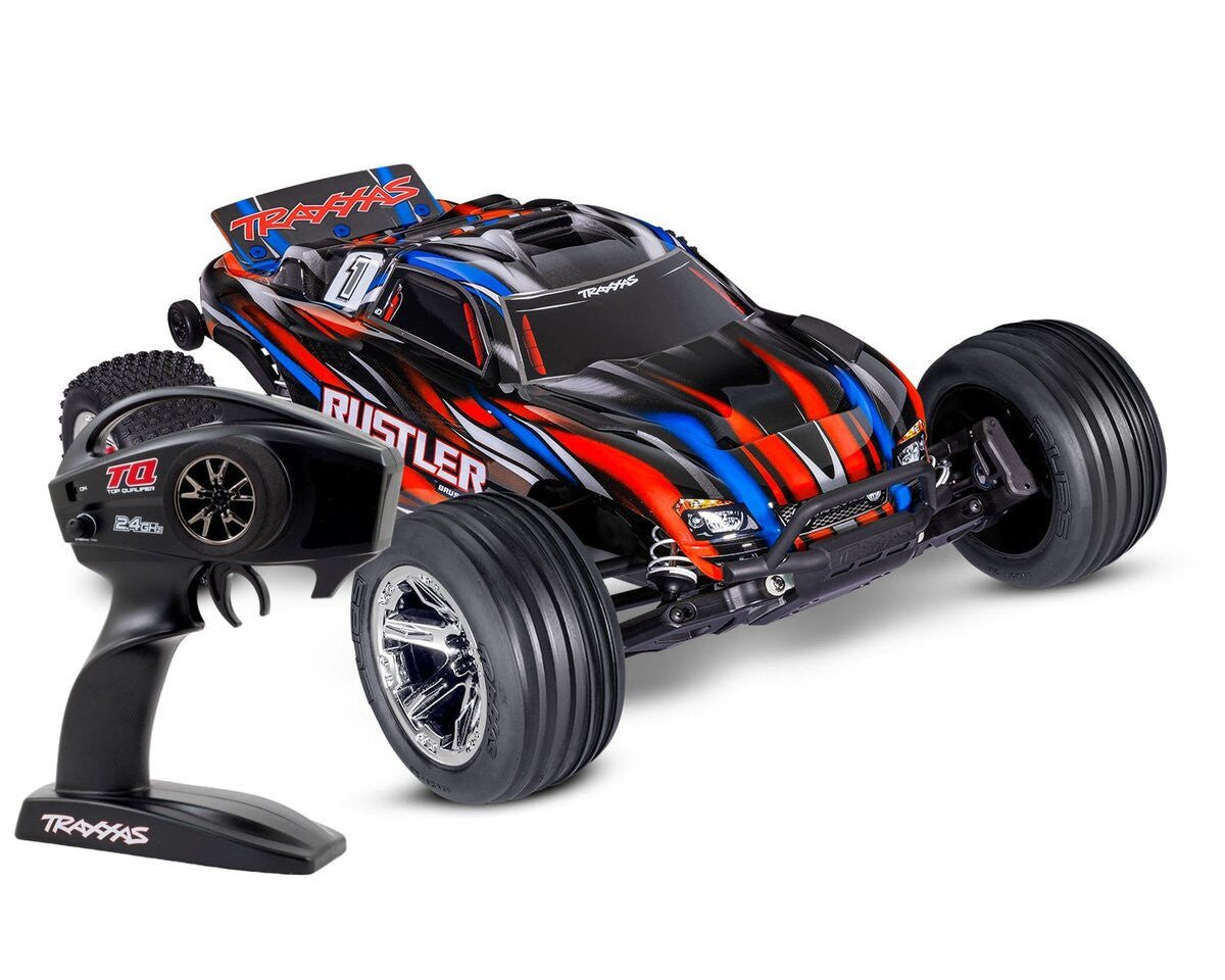 Traxxas Rustler 4x2 BL-2s clipless 37354-4 rouge - Breizh Modélisme.