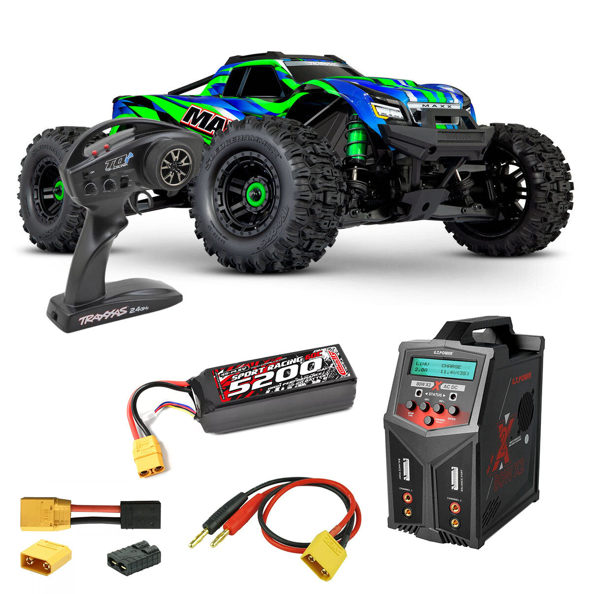 Combo Traxxas WideMAXX 4S Vert 4WD TQi TSM RTR 89086-4