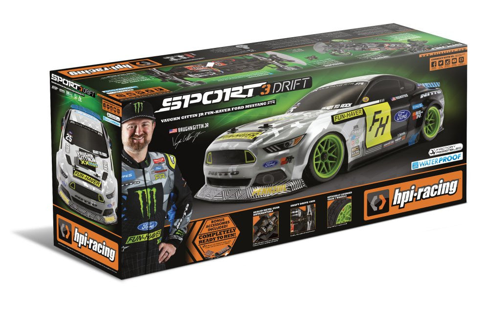 HPI Voiture RC Drift 1/10 Sport 3 Drift VGJR Fun Haver Mustang V2 - 120094 - Breizh Modélisme.