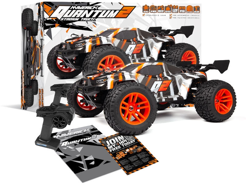 Maverick RC Quantum2 XT stadium truck 1/10 Orange - MV150403 - Breizh Modélisme.