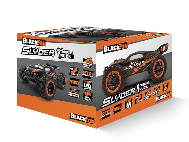 Truggy télécommandé 4WD Blackzon Slyder orange 1/16 RTR - 540097 - Breizh Modélisme.