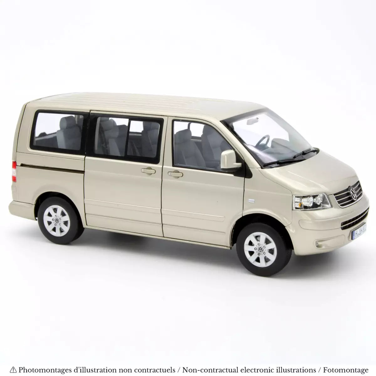 Voiture miniature collection 1/18 VW Multivan 2003 Beige Wheat metallisé Norev 188602