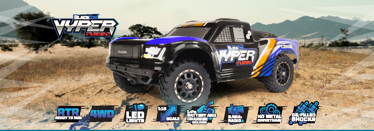 Backzon Vyper 1/16 brushless 45km/h lipo 2S SC Turbo 4WD RTR bleu