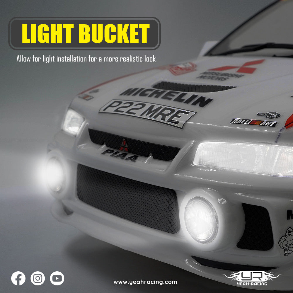 Carrosserie peinte et découpée avec jeu de jantes 1/10 Mitsubishi Lancer EVO IV Rally Catalunya 1997 - Breizh Modélisme.