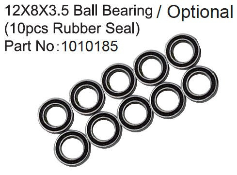 12X8X3.5 Ball Bearing ( 10pcs Rubber Seal ) - Breizh Modélisme.